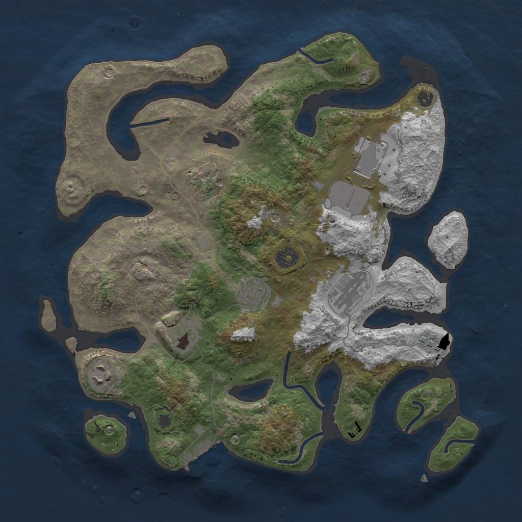 Rust Map: Procedural Map, Size: 3500, Seed: 1072017, 11 Monuments