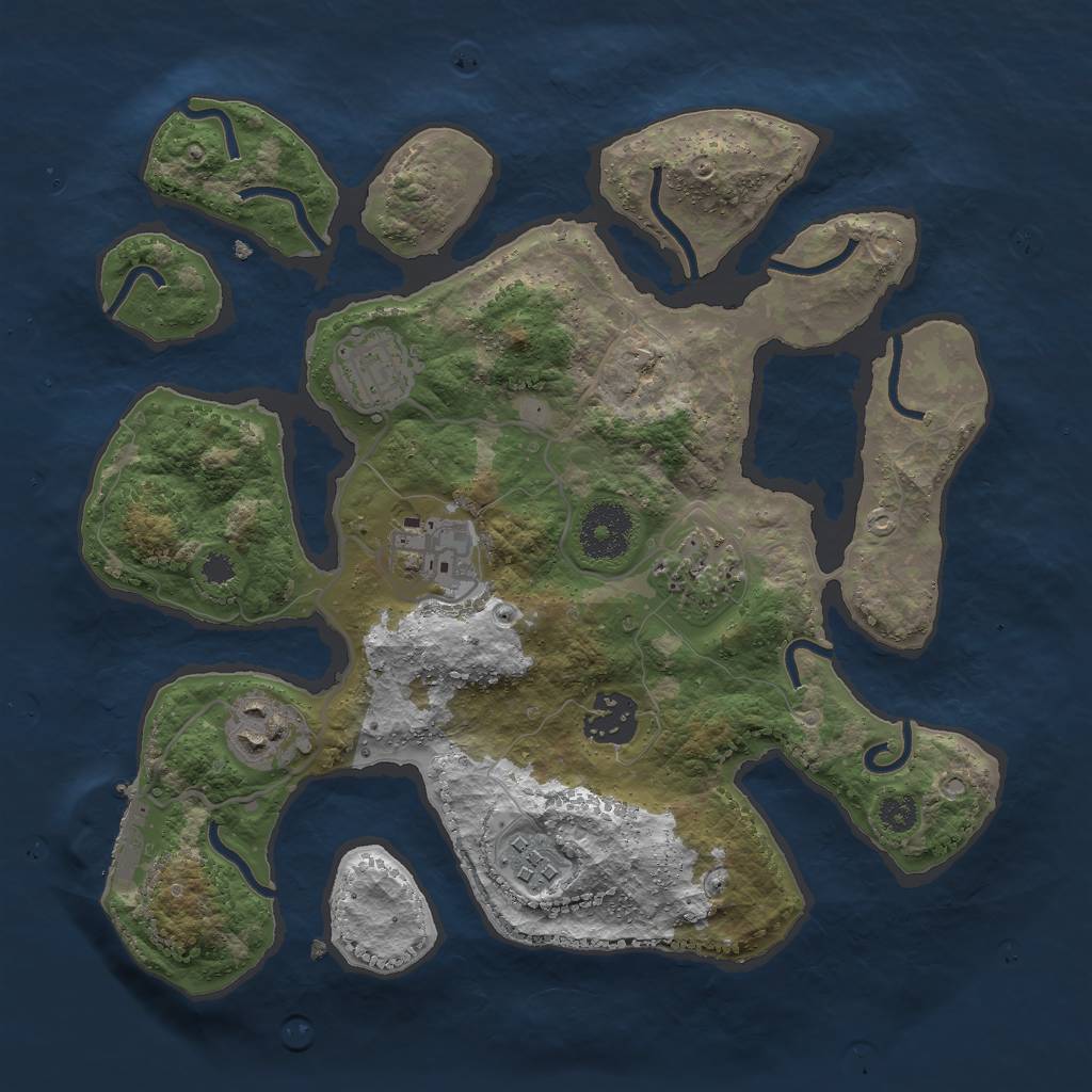 Rust Map: Procedural Map, Size: 3000, Seed: 949267060, 9 Monuments