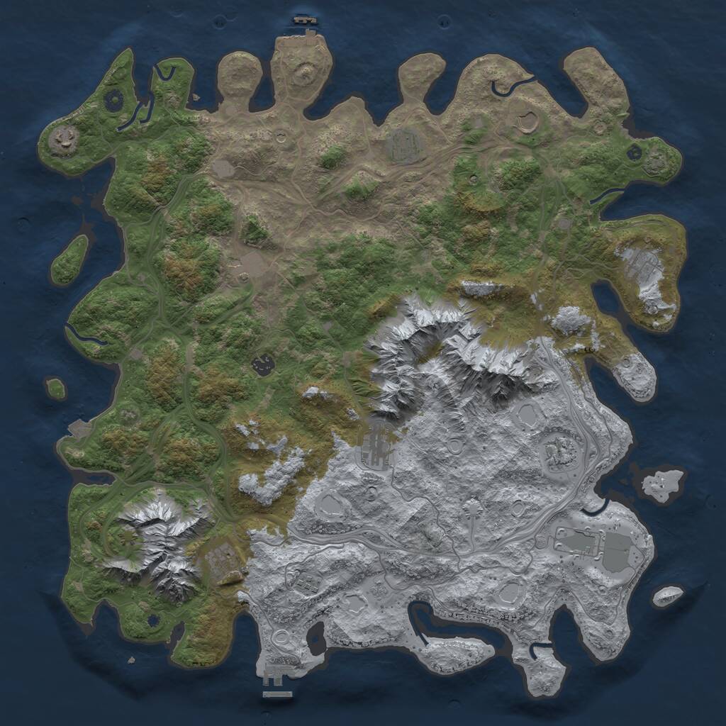Rust Map: Procedural Map, Size: 5000, Seed: 481038396, 17 Monuments