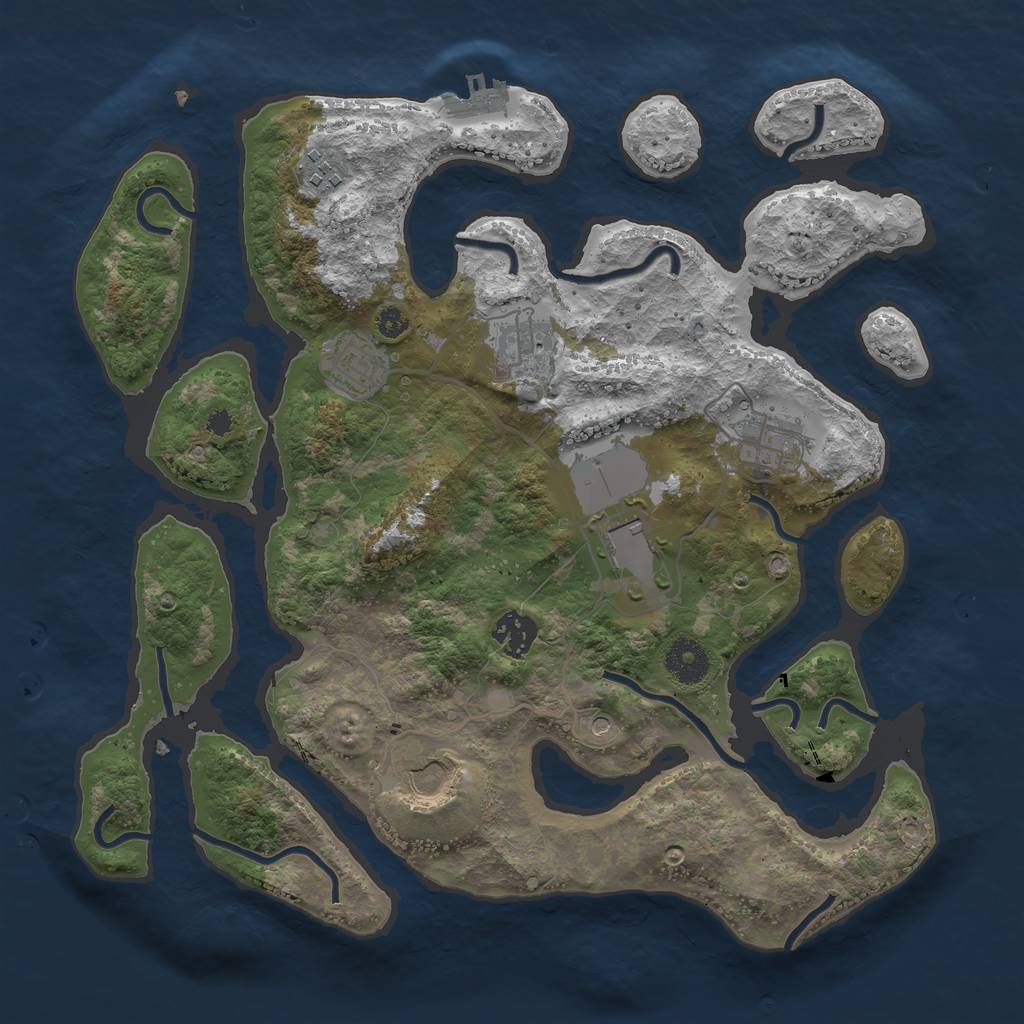 Rust Map: Procedural Map, Size: 3500, Seed: 182728, 11 Monuments