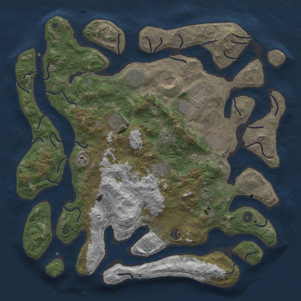 Rust Map: Procedural Map, Size: 4500, Seed: 452785, 14 Monuments