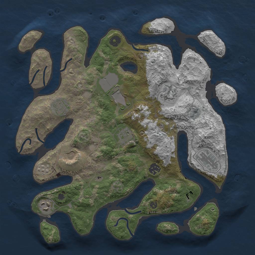 Rust Map: Procedural Map, Size: 3500, Seed: 1454787986, 12 Monuments