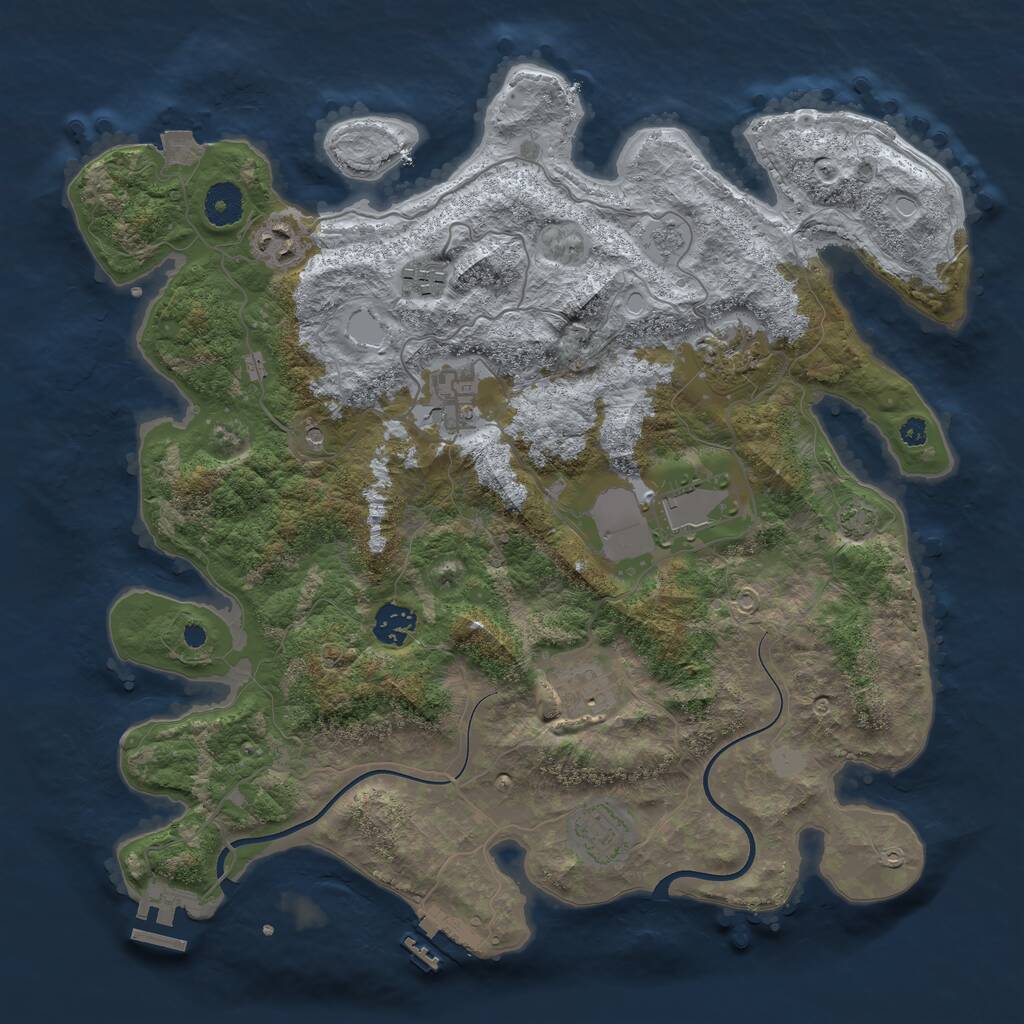 Rust Map: Procedural Map, Size: 3710, Seed: 933702773, 14 Monuments