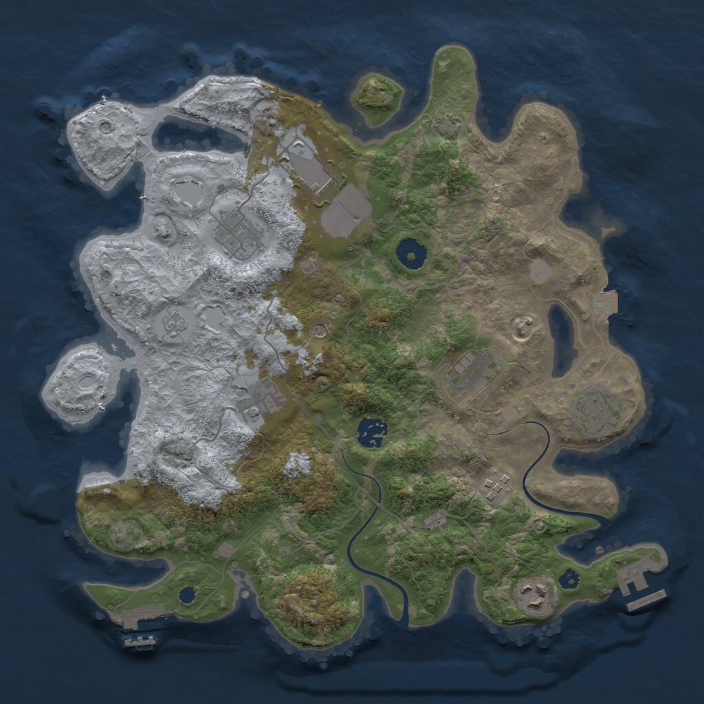 Rust Map: Procedural Map, Size: 3500, Seed: 398241, 14 Monuments
