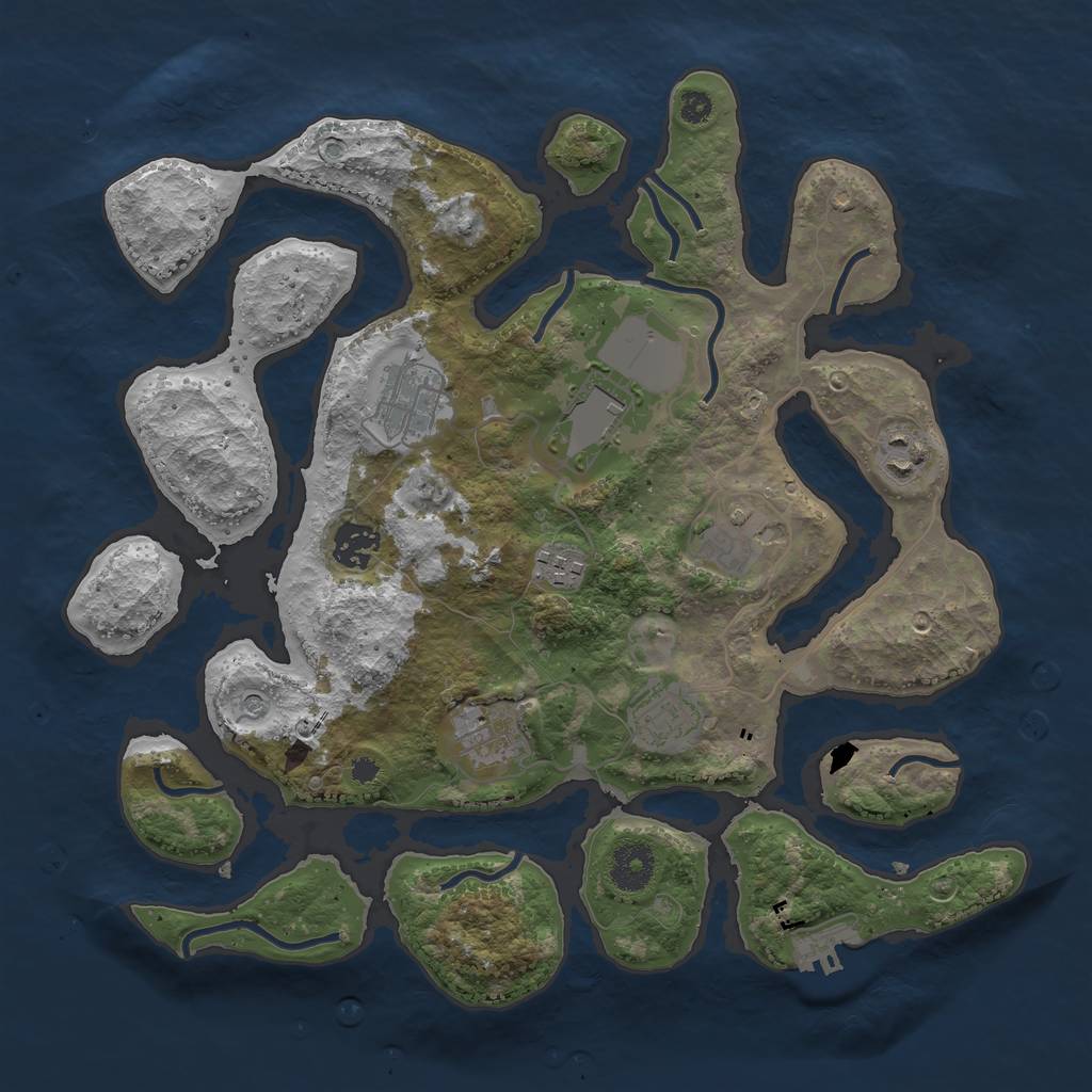 Rust Map: Procedural Map, Size: 3500, Seed: 398241, 12 Monuments