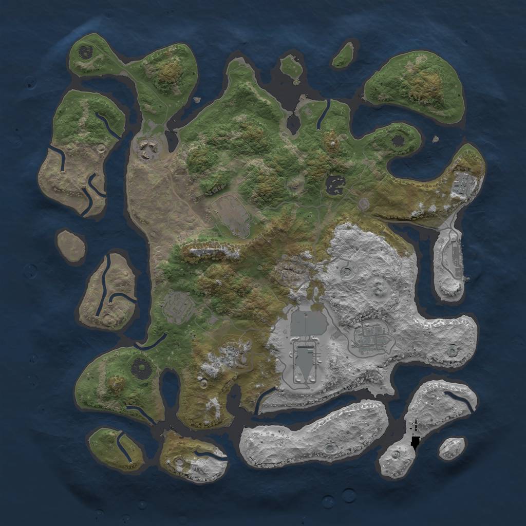 Rust Map: Procedural Map, Size: 3800, Seed: 694201337, 12 Monuments
