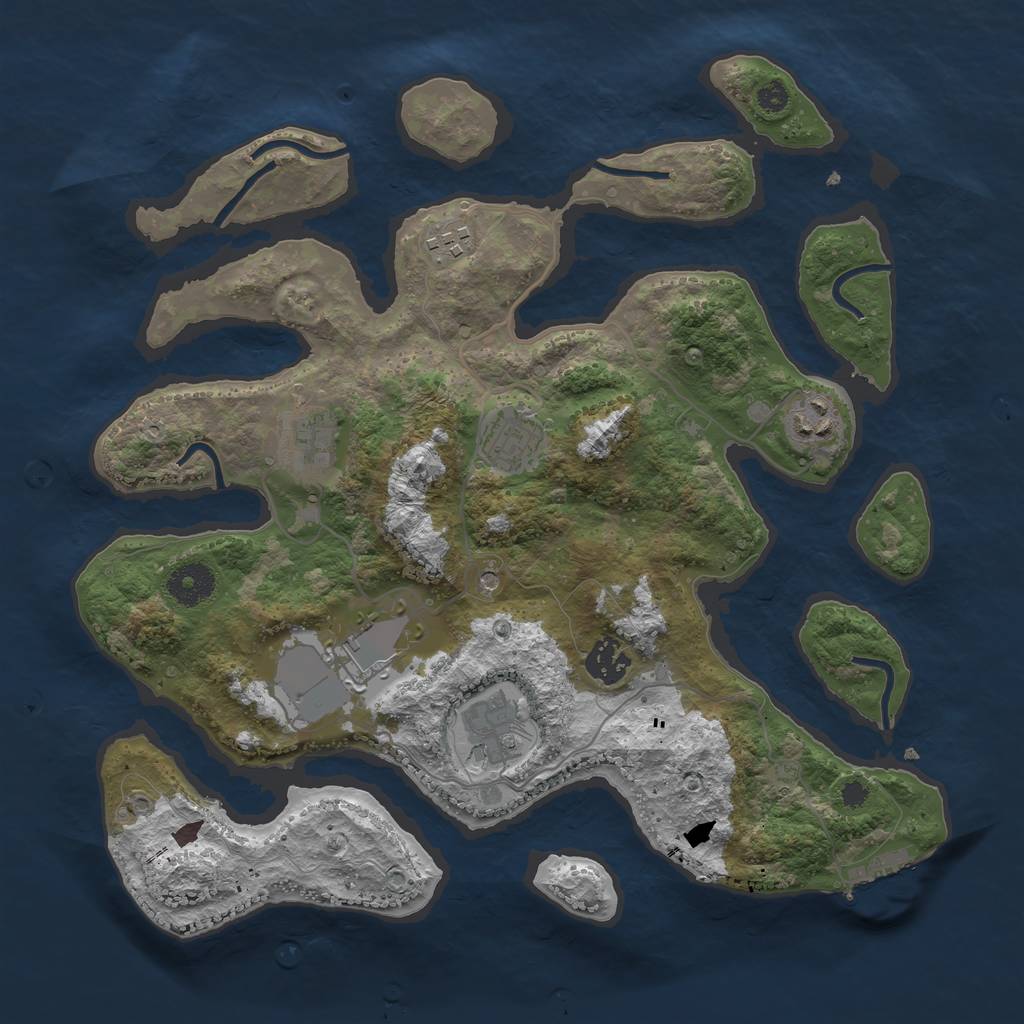 Rust Map: Procedural Map, Size: 3500, Seed: 767844, 11 Monuments