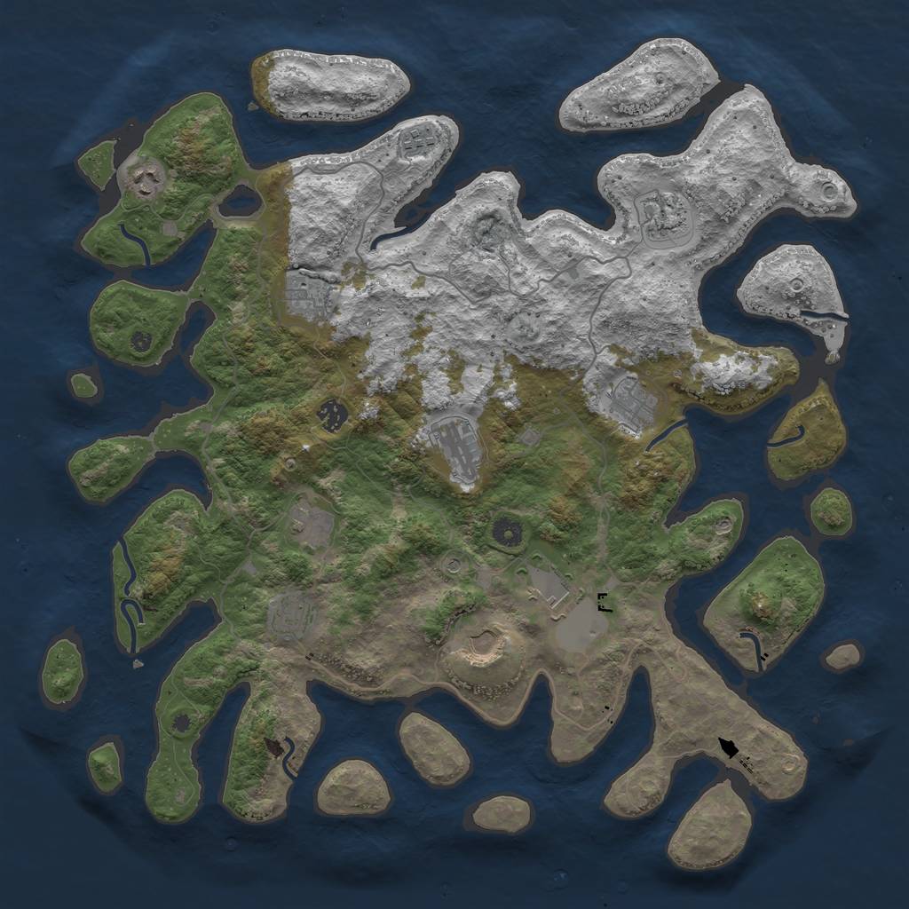 Rust Map: Procedural Map, Size: 4500, Seed: 7657675, 14 Monuments