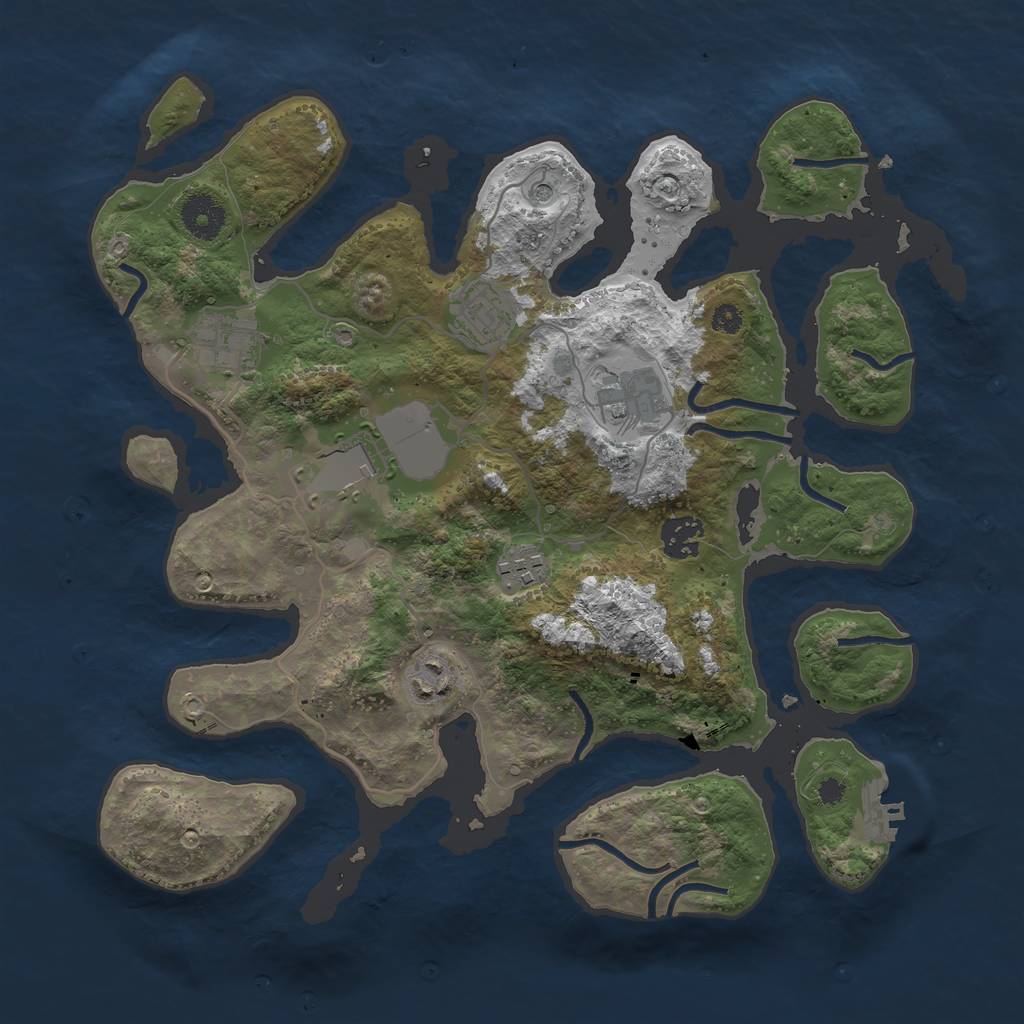 Rust Map: Procedural Map, Size: 3500, Seed: 8787123, 11 Monuments