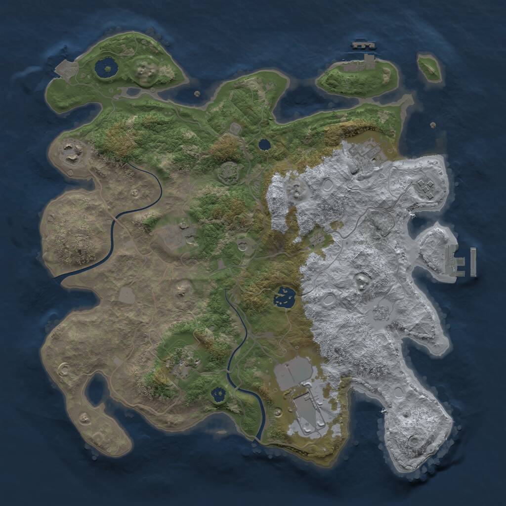 Rust Map: Procedural Map, Size: 3500, Seed: 878400, 13 Monuments