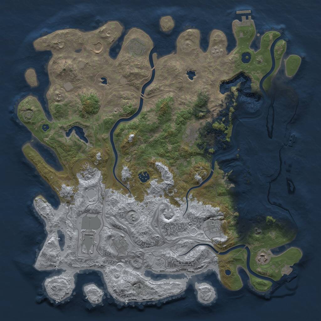 Rust Map: Procedural Map, Size: 4500, Seed: 713265, 16 Monuments