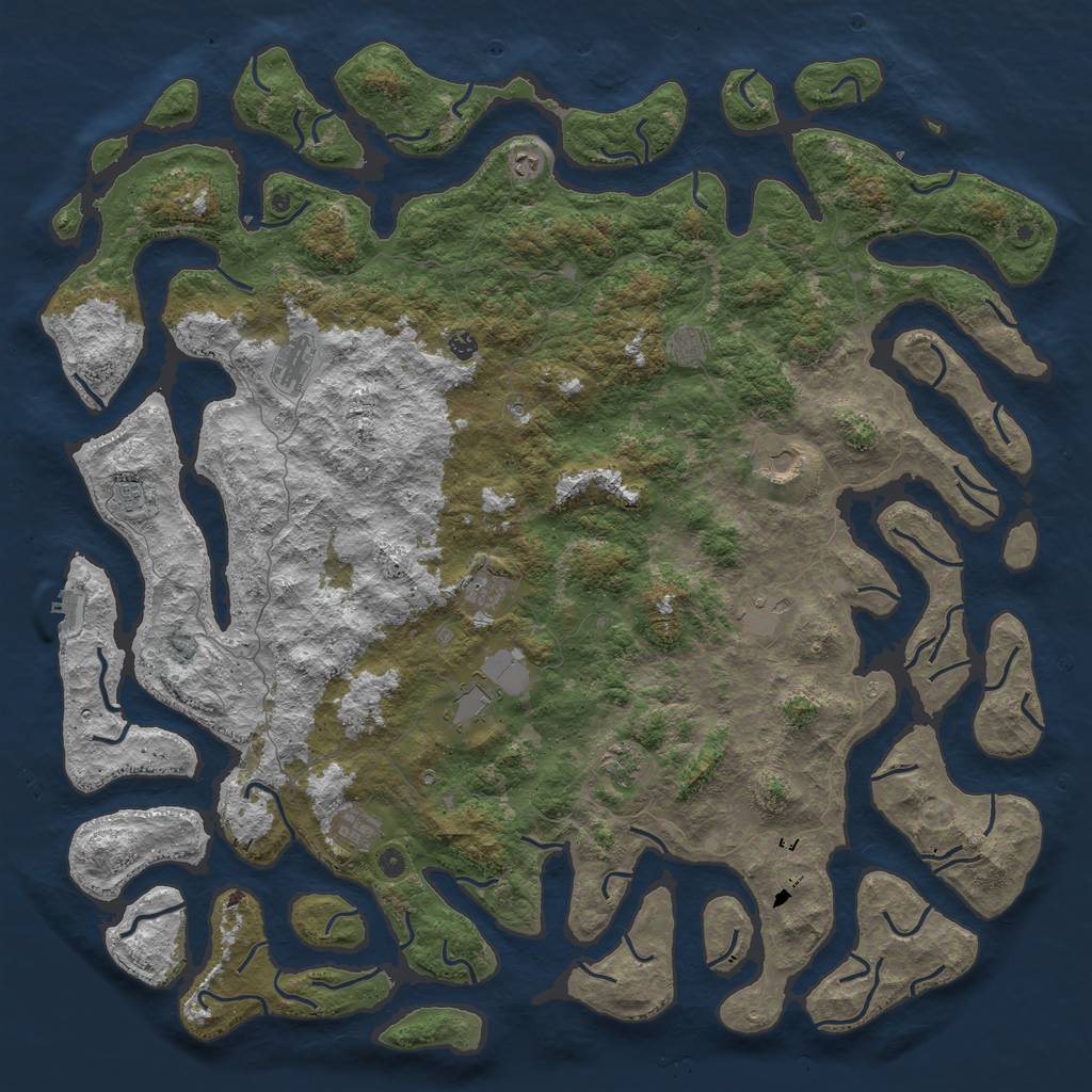 Rust Map: Procedural Map, Size: 6000, Seed: 727568332, 15 Monuments