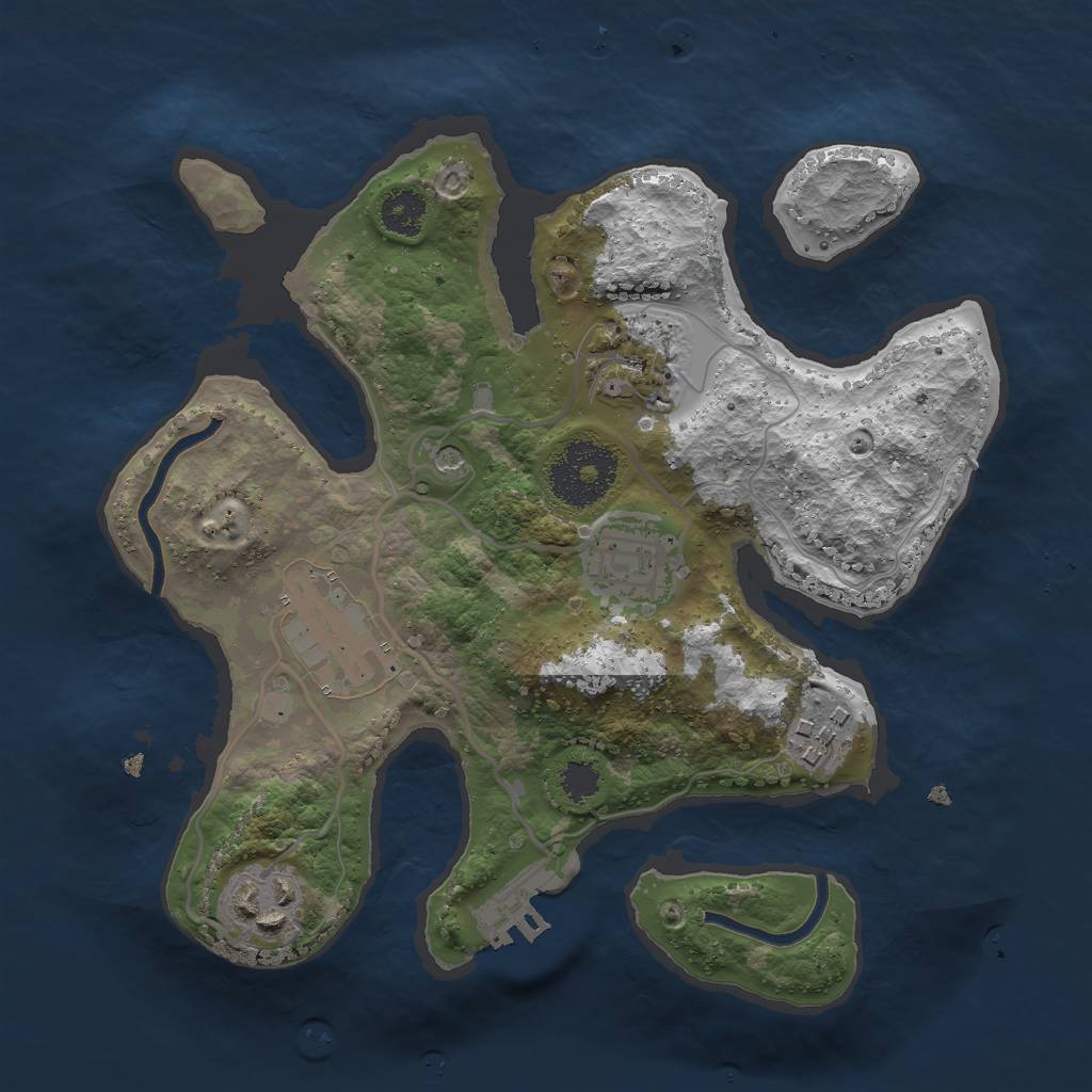 Rust Map: Procedural Map, Size: 2500, Seed: 564949689, 9 Monuments