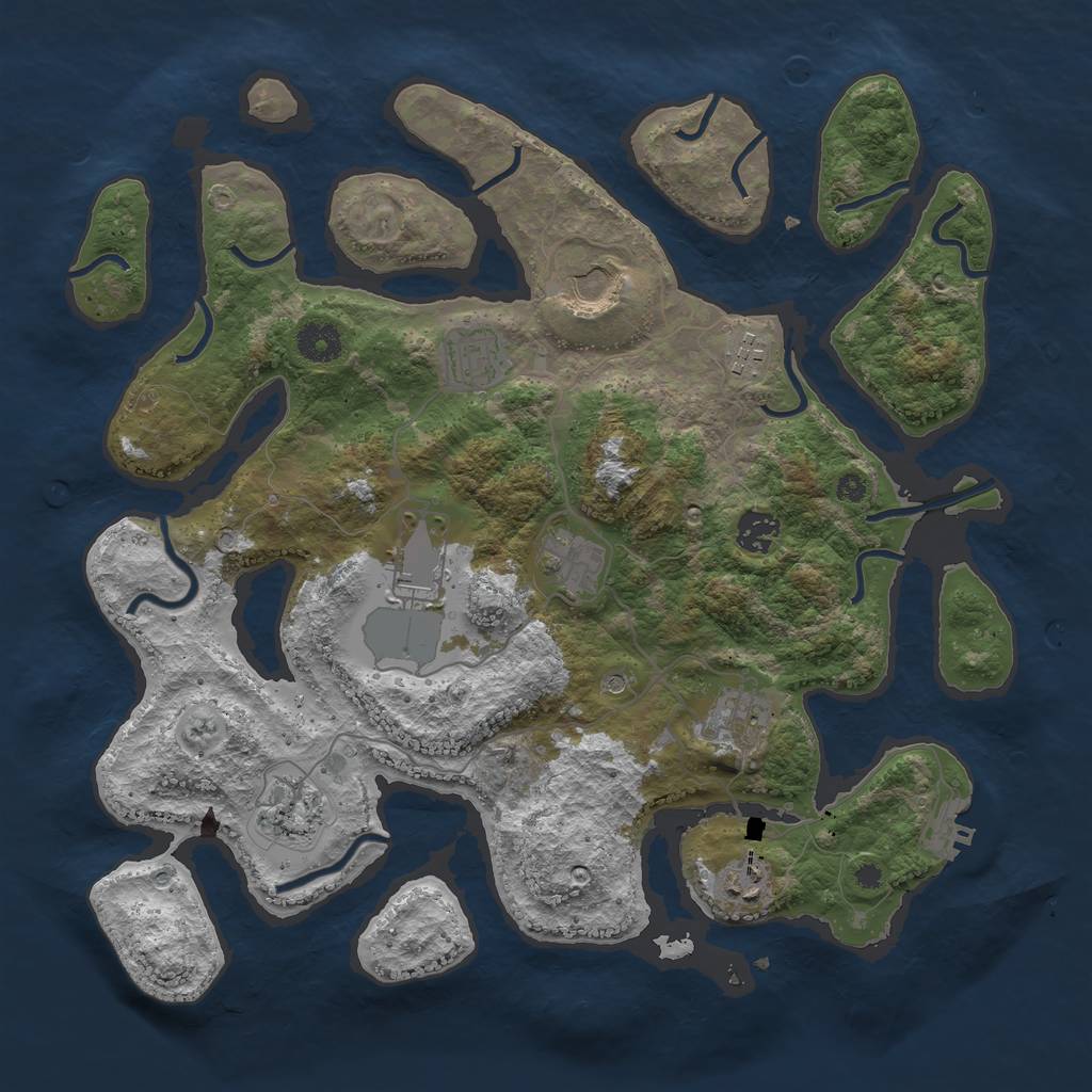 Rust Map: Procedural Map, Size: 3800, Seed: 23732, 13 Monuments