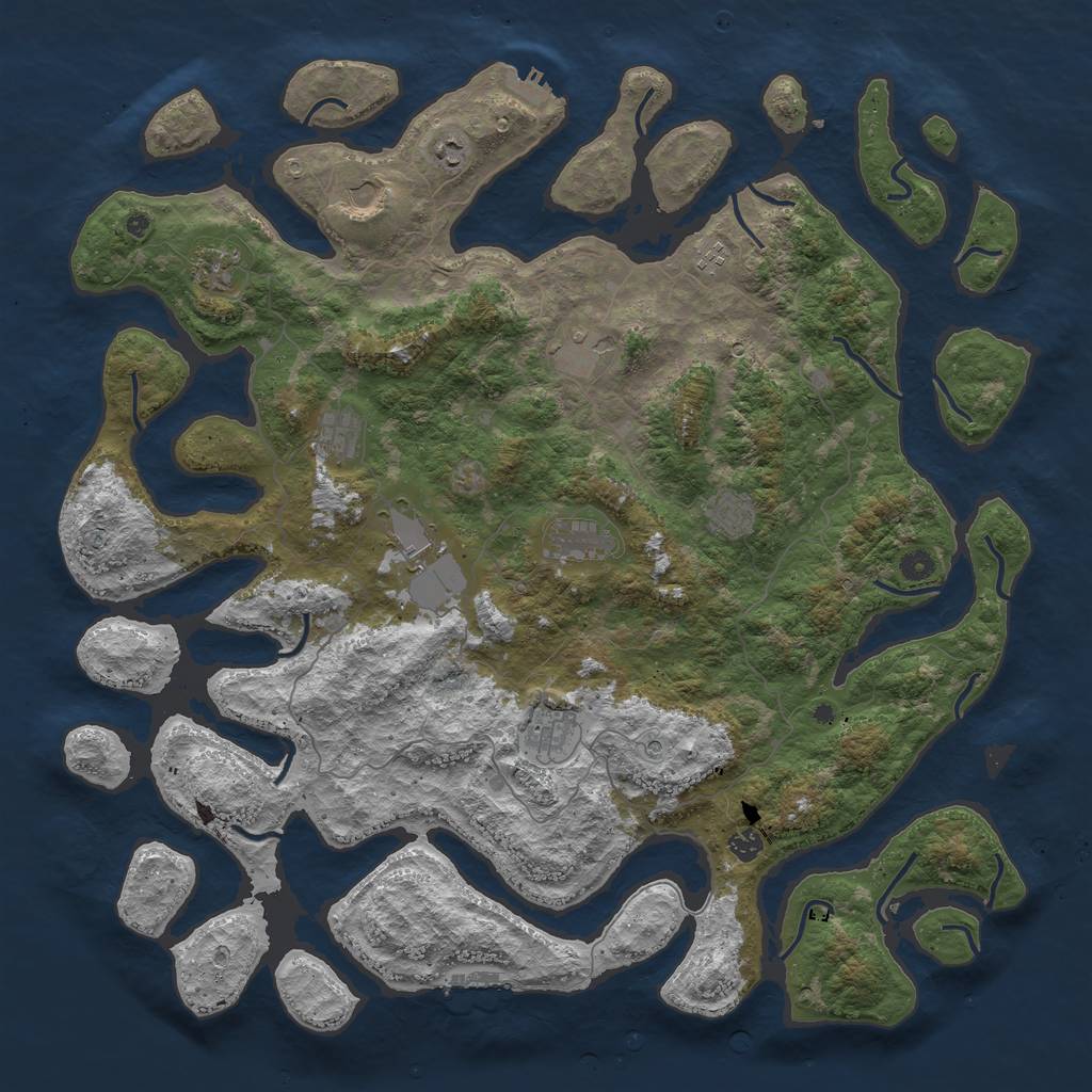 Rust Map: Procedural Map, Size: 5000, Seed: 9876543, 16 Monuments