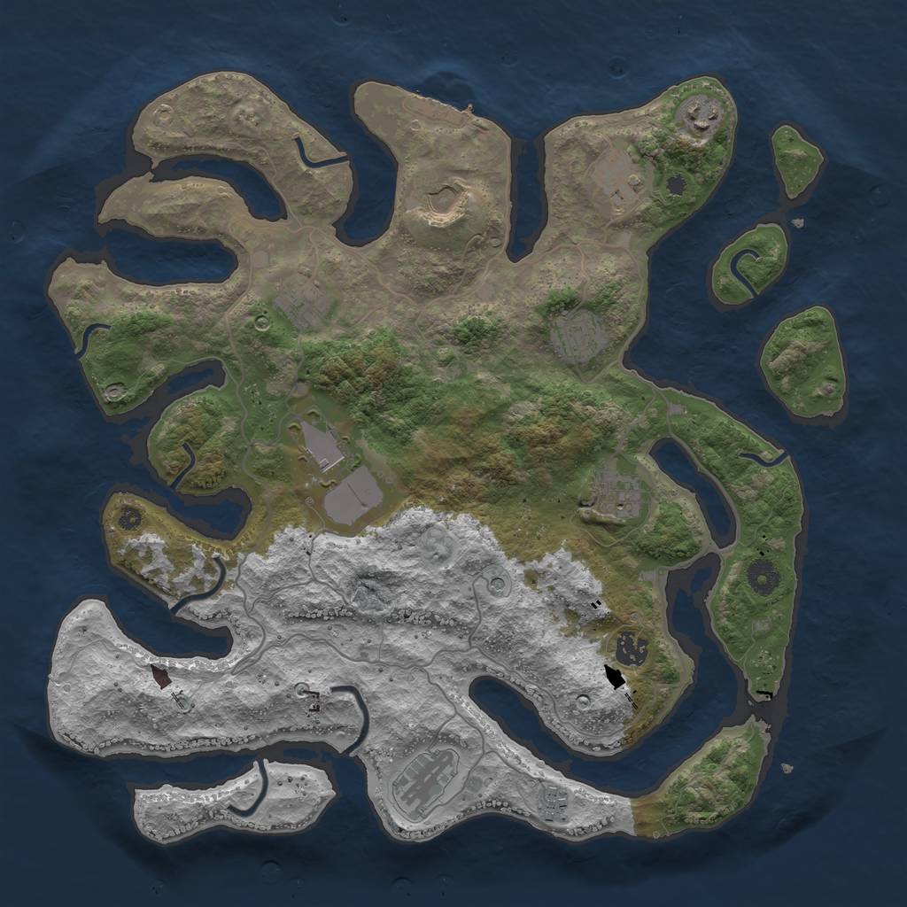Rust Map: Procedural Map, Size: 4000, Seed: 1827049386, 14 Monuments
