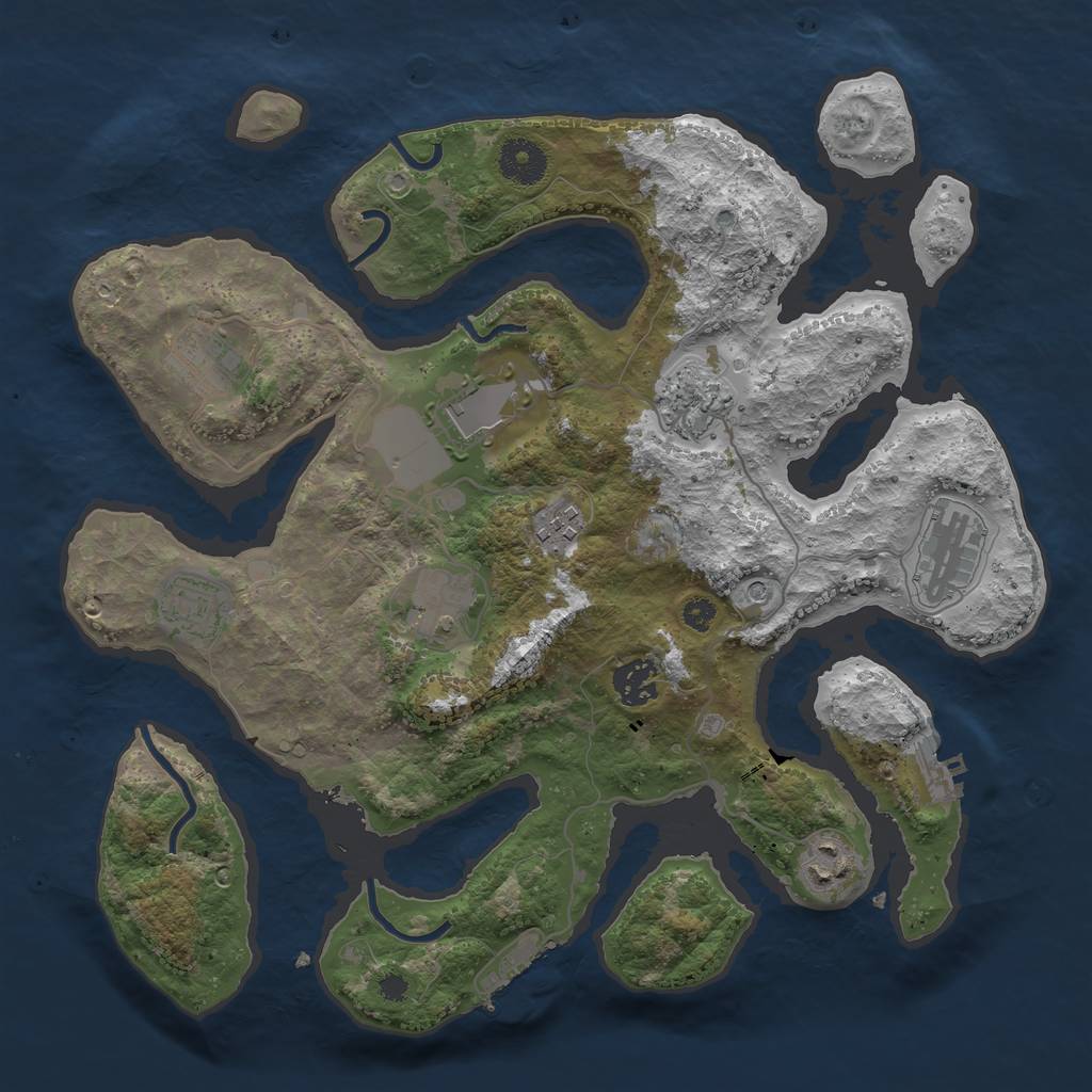 Rust Map: Procedural Map, Size: 3500, Seed: 1288335162, 14 Monuments