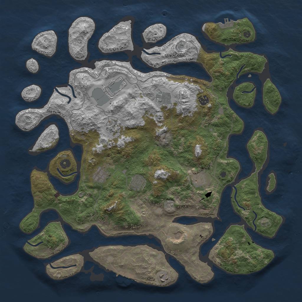 Rust Map: Procedural Map, Size: 4500, Seed: 1338303087, 15 Monuments