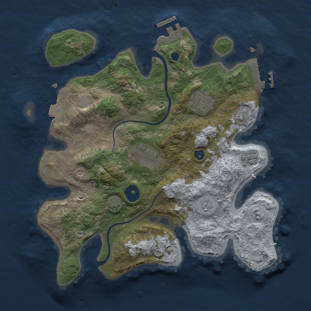 Rust Map: Procedural Map, Size: 3000, Seed: 459729406, 9 Monuments