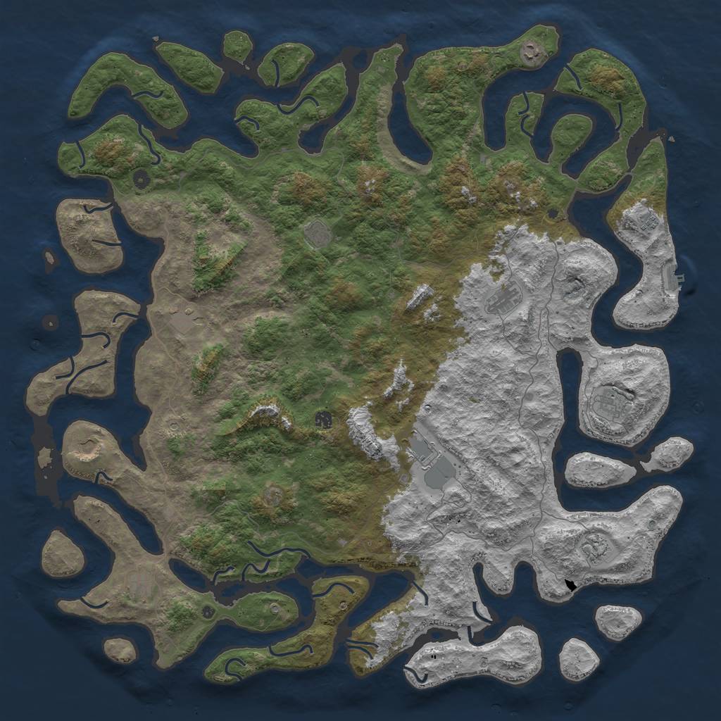 Rust Map: Procedural Map, Size: 6000, Seed: 5716685, 15 Monuments