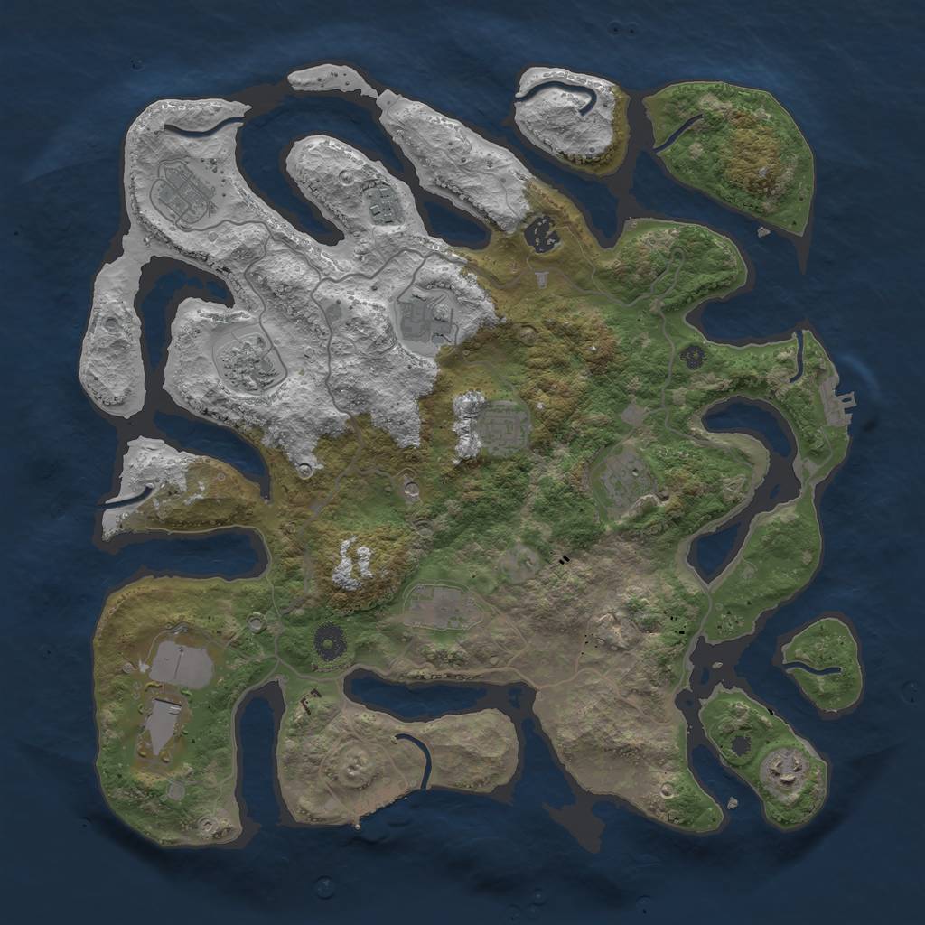 Rust Map: Procedural Map, Size: 4000, Seed: 914893108, 15 Monuments