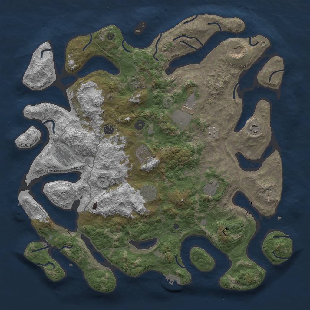 Rust Map: Procedural Map, Size: 4500, Seed: 1054767943, 15 Monuments