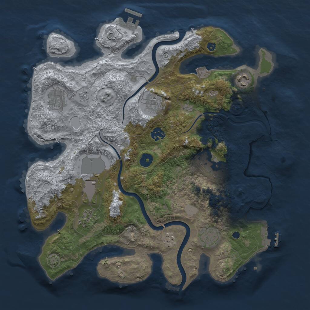 Rust Map: Procedural Map, Size: 3500, Seed: 1493615615, 15 Monuments