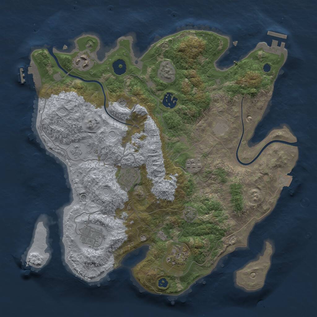 Rust Map: Procedural Map, Size: 3250, Seed: 1425159503, 12 Monuments