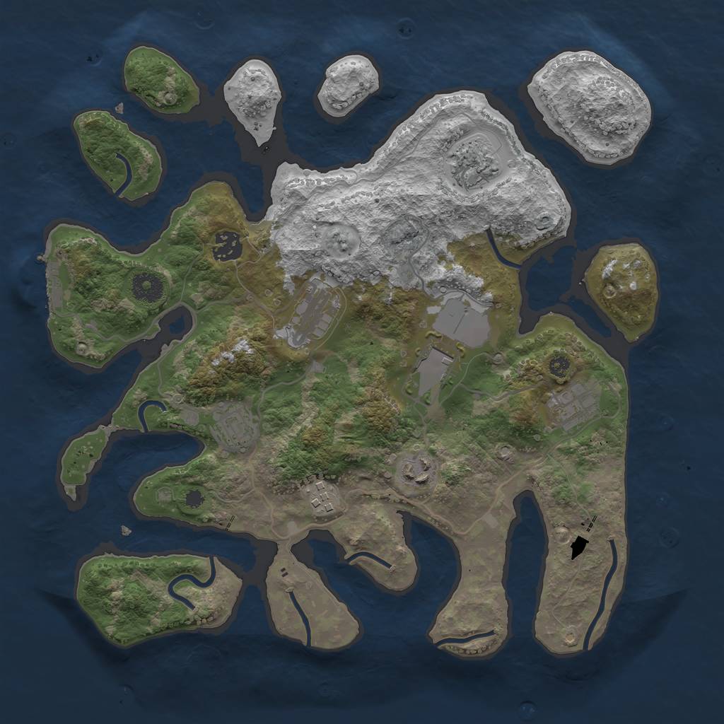 Rust Map: Procedural Map, Size: 3500, Seed: 164572550, 11 Monuments