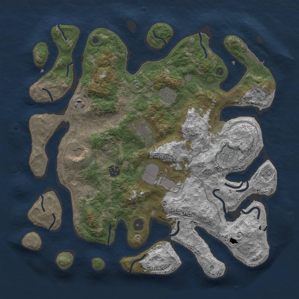Rust Map: Procedural Map, Size: 4000, Seed: 61742021, 12 Monuments