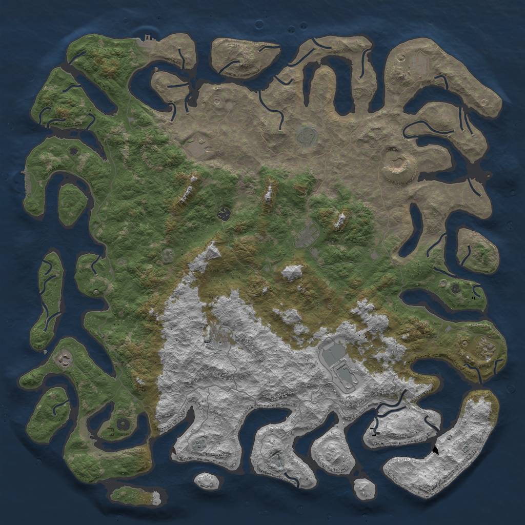 Rust Map: Procedural Map, Size: 6000, Seed: 49526, 16 Monuments