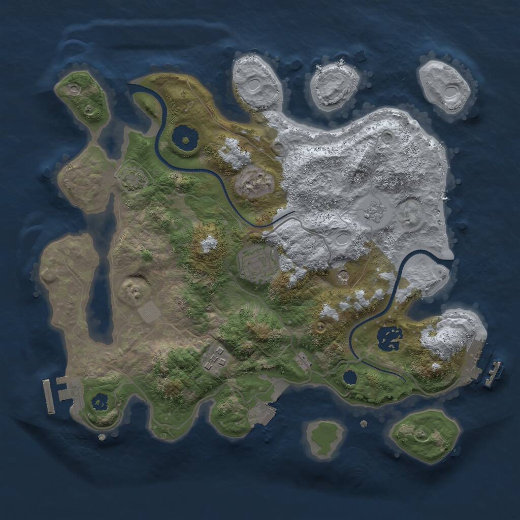 Rust Map: Procedural Map, Size: 3000, Seed: 313337, 9 Monuments