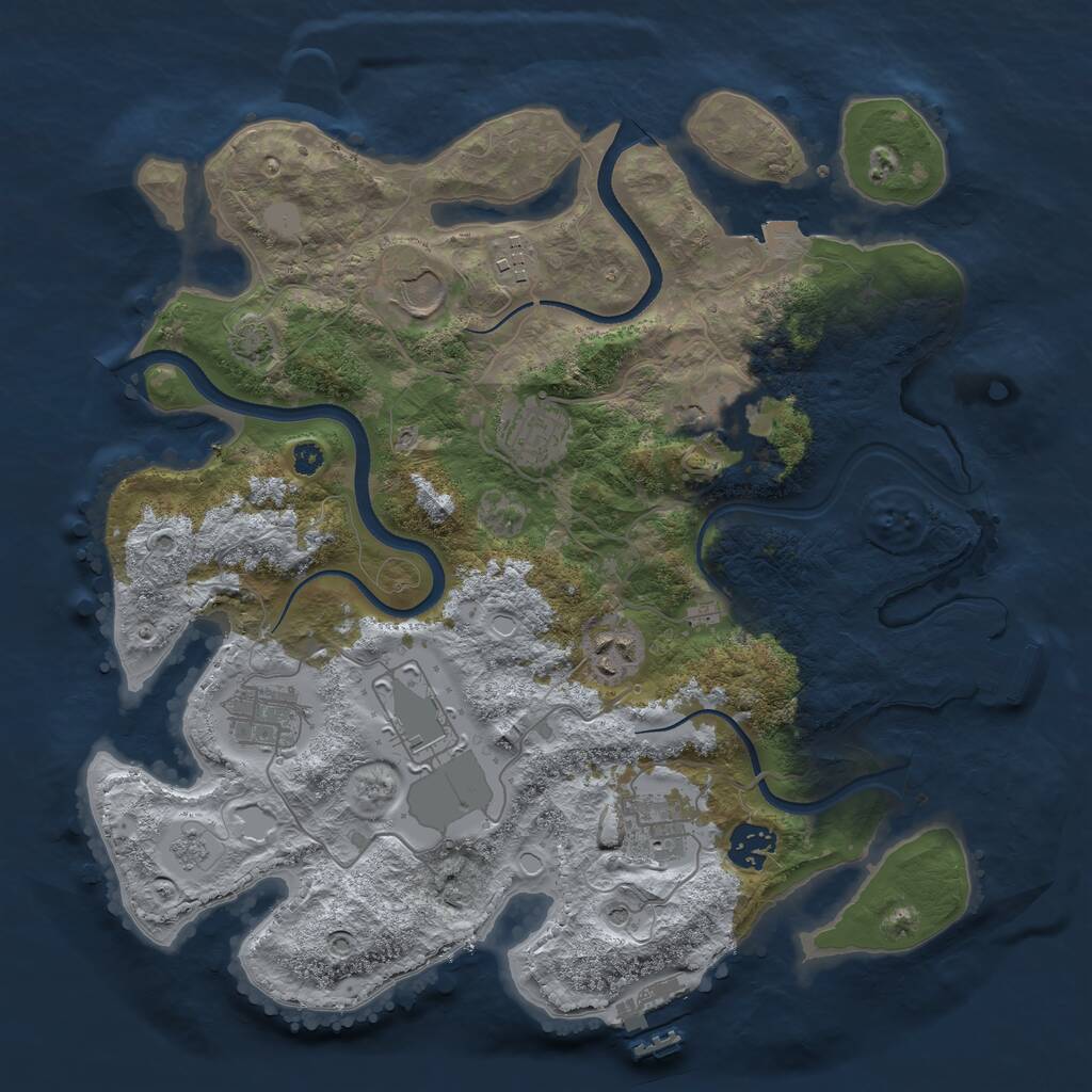 Rust Map: Procedural Map, Size: 3500, Seed: 2323223, 15 Monuments