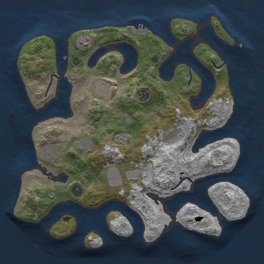 Rust Map: Procedural Map, Size: 3500, Seed: 8936, 12 Monuments