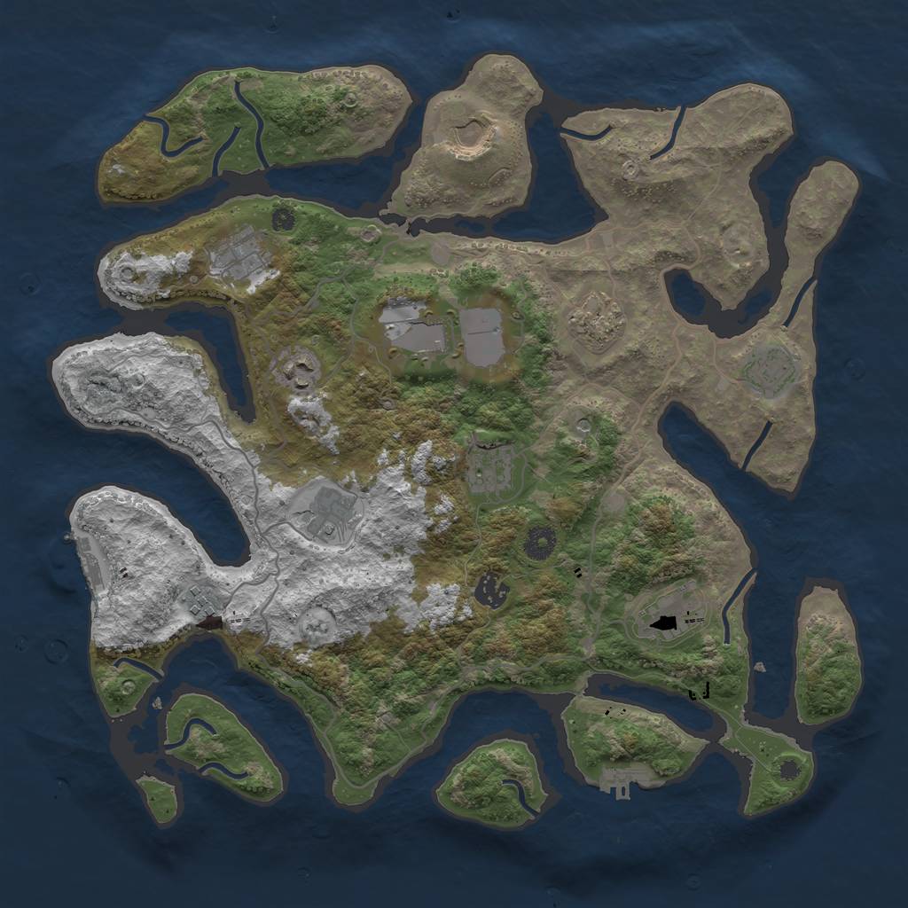 Rust Map: Procedural Map, Size: 4000, Seed: 221617311, 16 Monuments