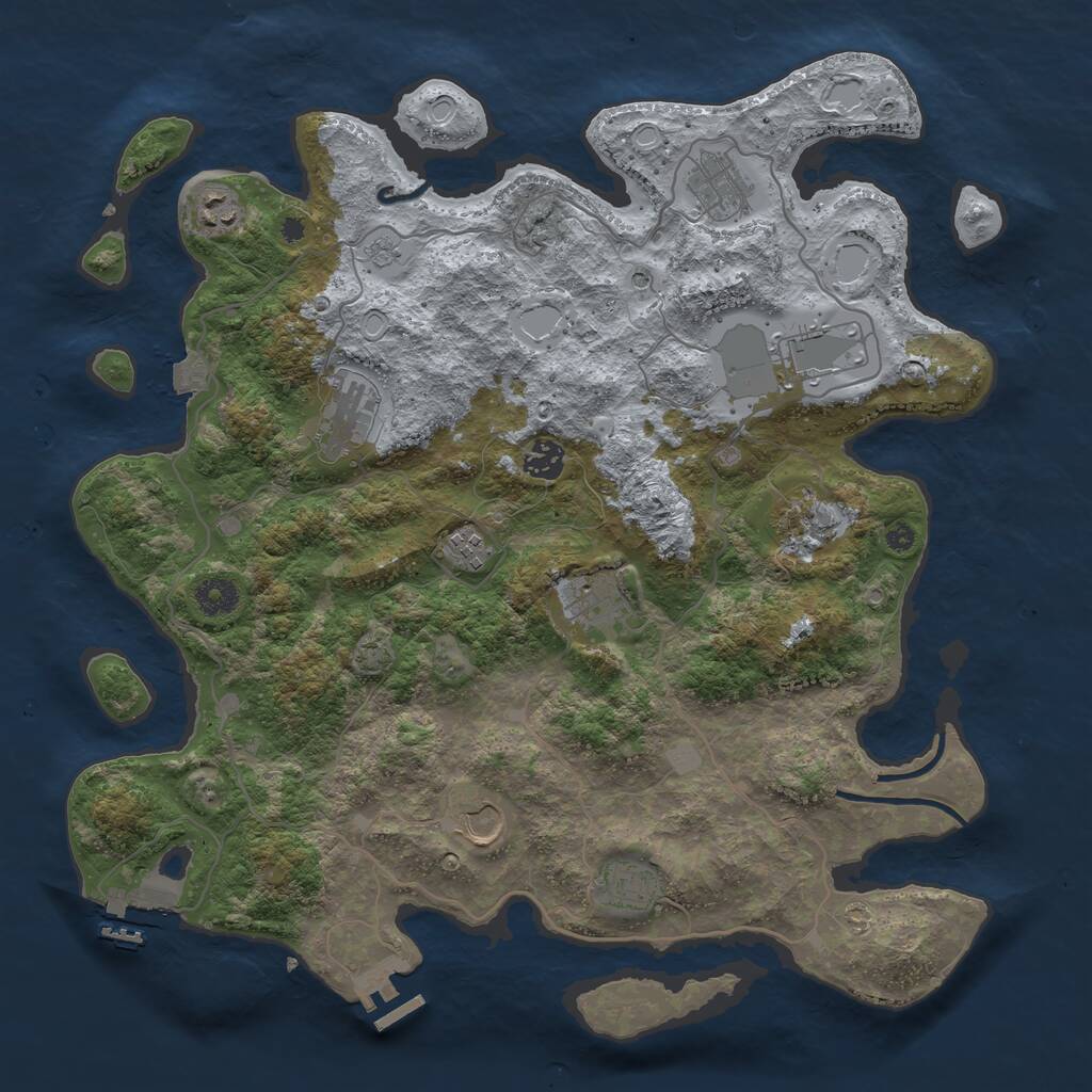 Rust Map: Procedural Map, Size: 4000, Seed: 1135455582, 16 Monuments