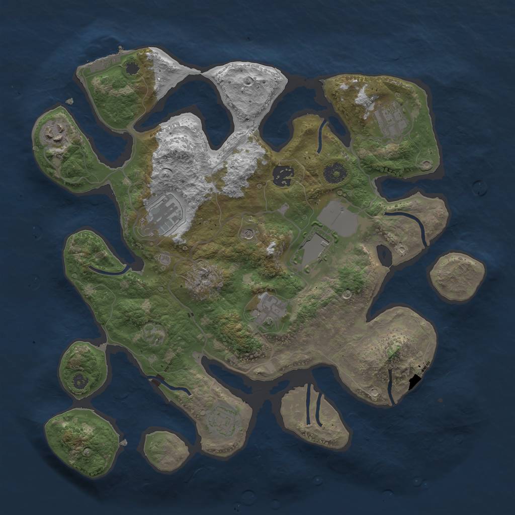 Rust Map: Procedural Map, Size: 3500, Seed: 629577145, 11 Monuments