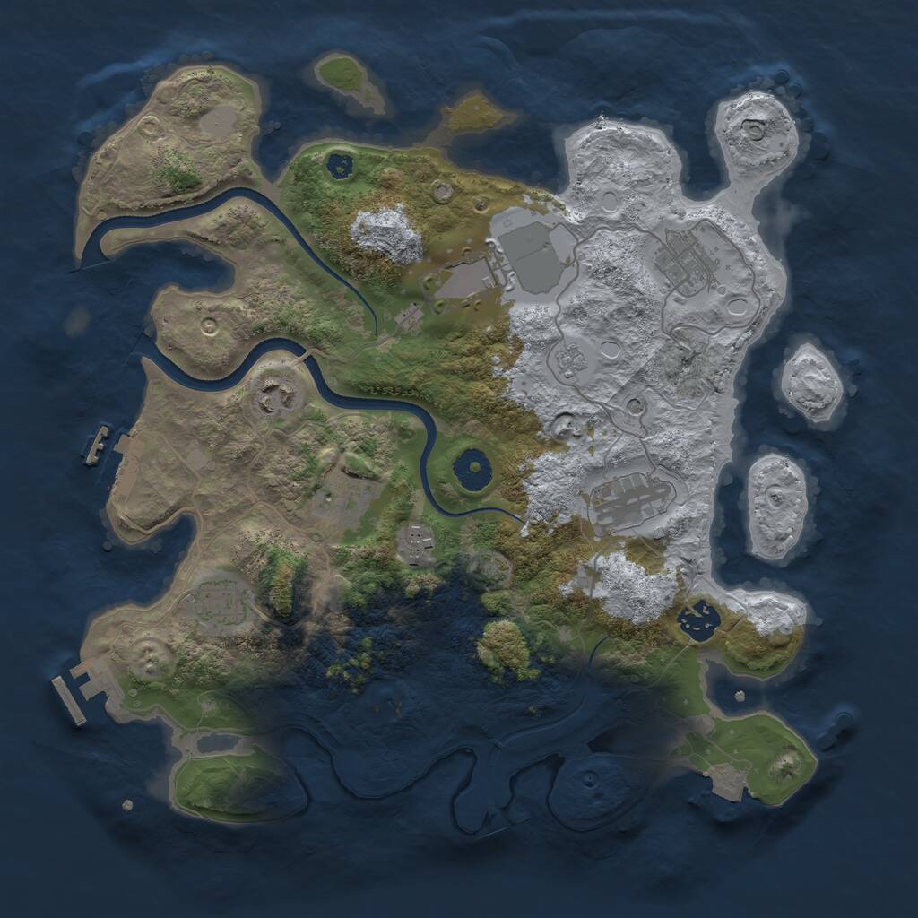 Rust Map: Procedural Map, Size: 3500, Seed: 34756, 14 Monuments