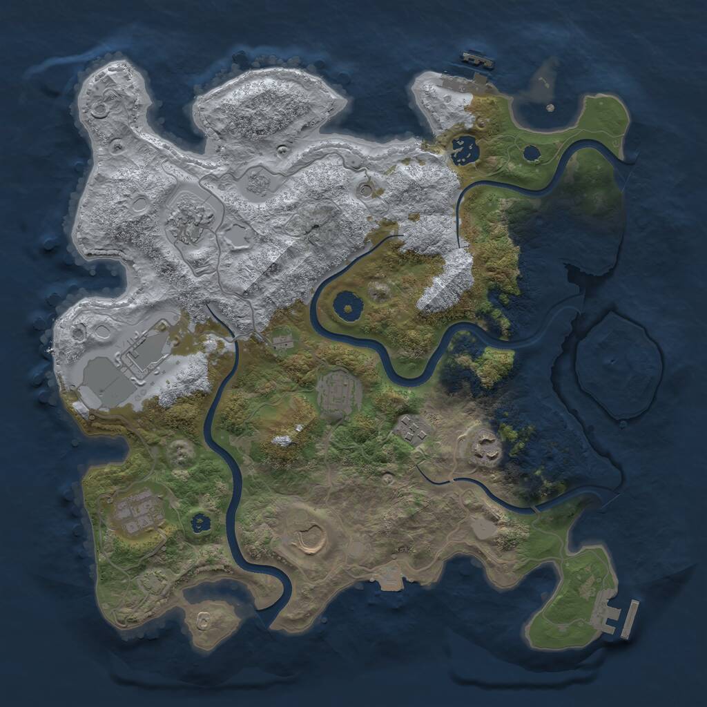 Rust Map: Procedural Map, Size: 3600, Seed: 9021451, 14 Monuments