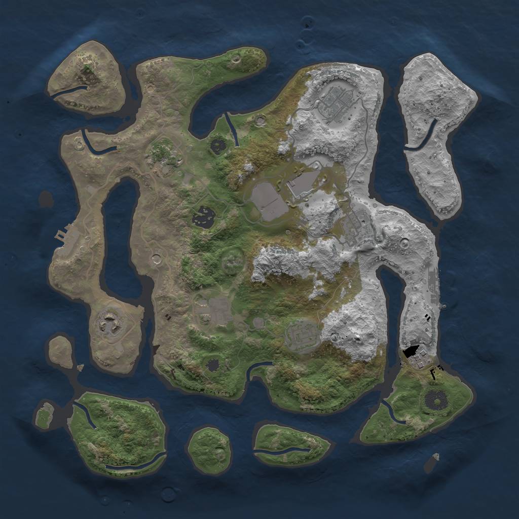 Rust Map: Procedural Map, Size: 3500, Seed: 623816, 14 Monuments