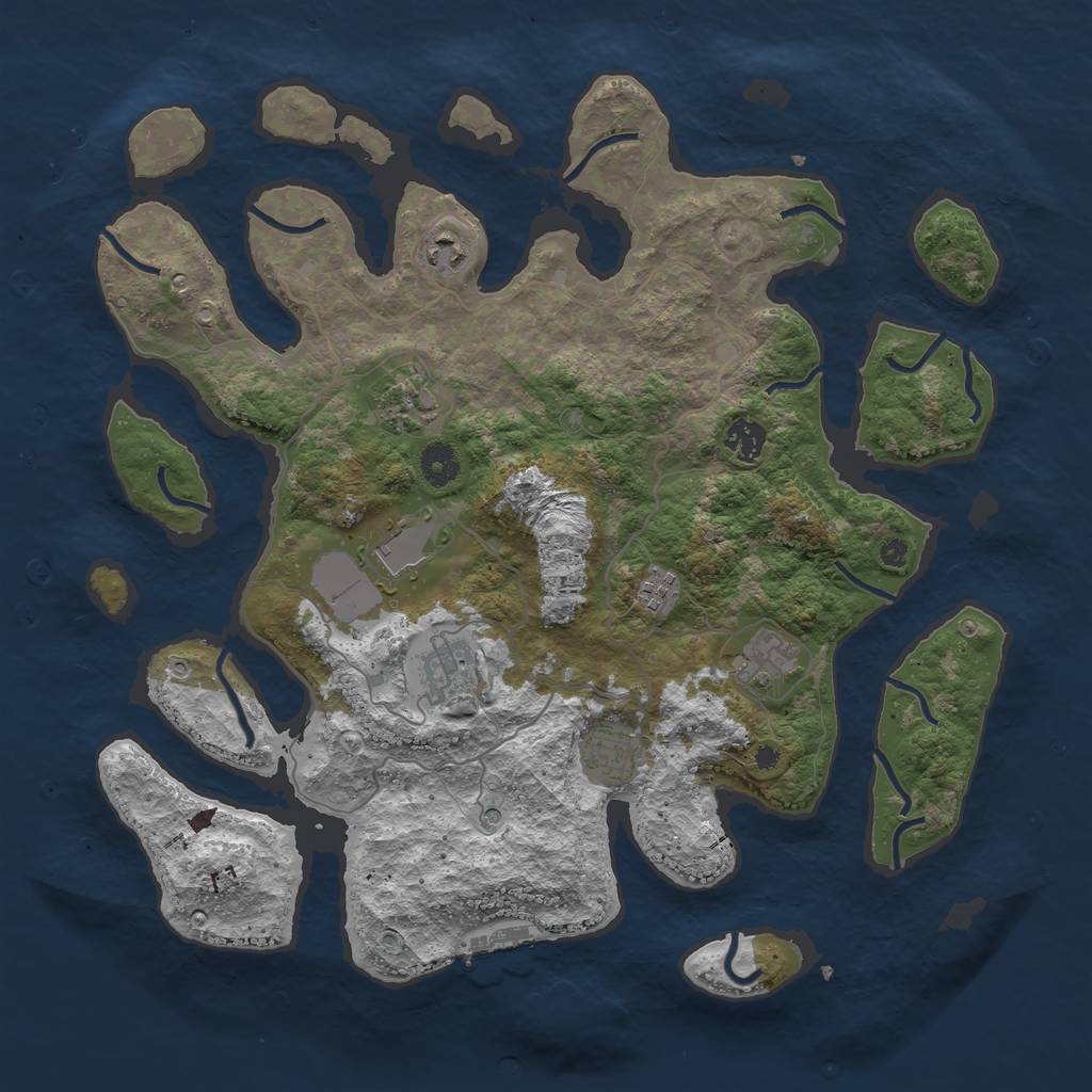 Rust Map: Procedural Map, Size: 4000, Seed: 93484349, 12 Monuments