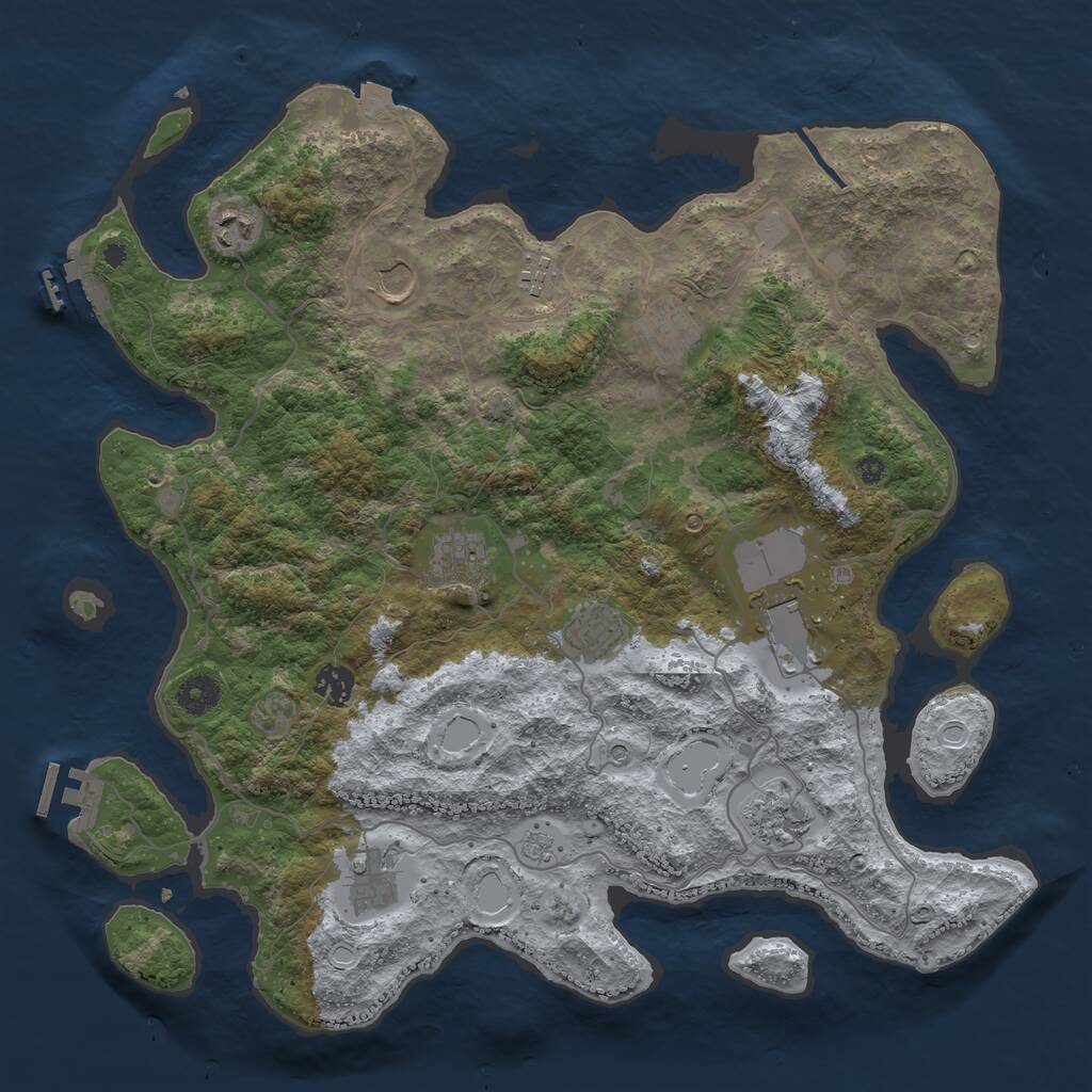 Rust Map: Procedural Map, Size: 4000, Seed: 330505463, 16 Monuments