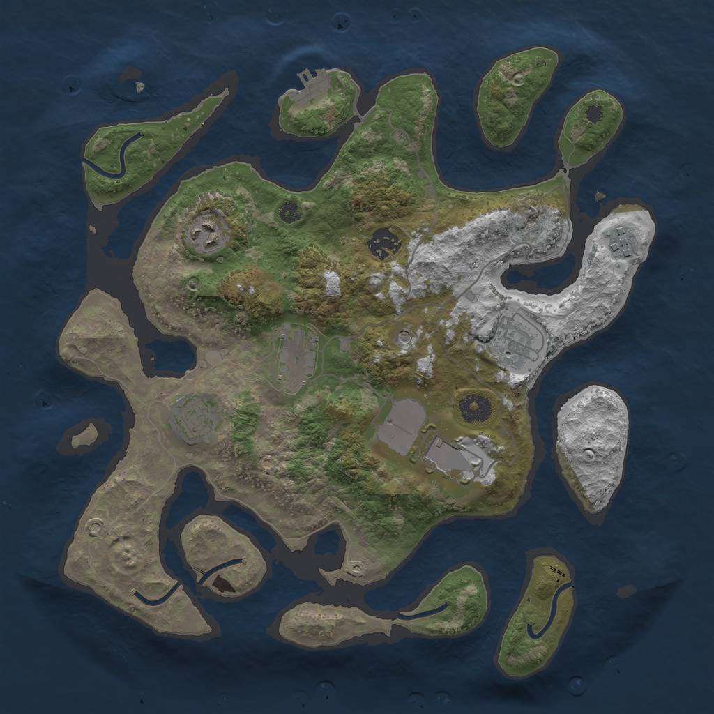 Rust Map: Procedural Map, Size: 3500, Seed: 264914925, 11 Monuments