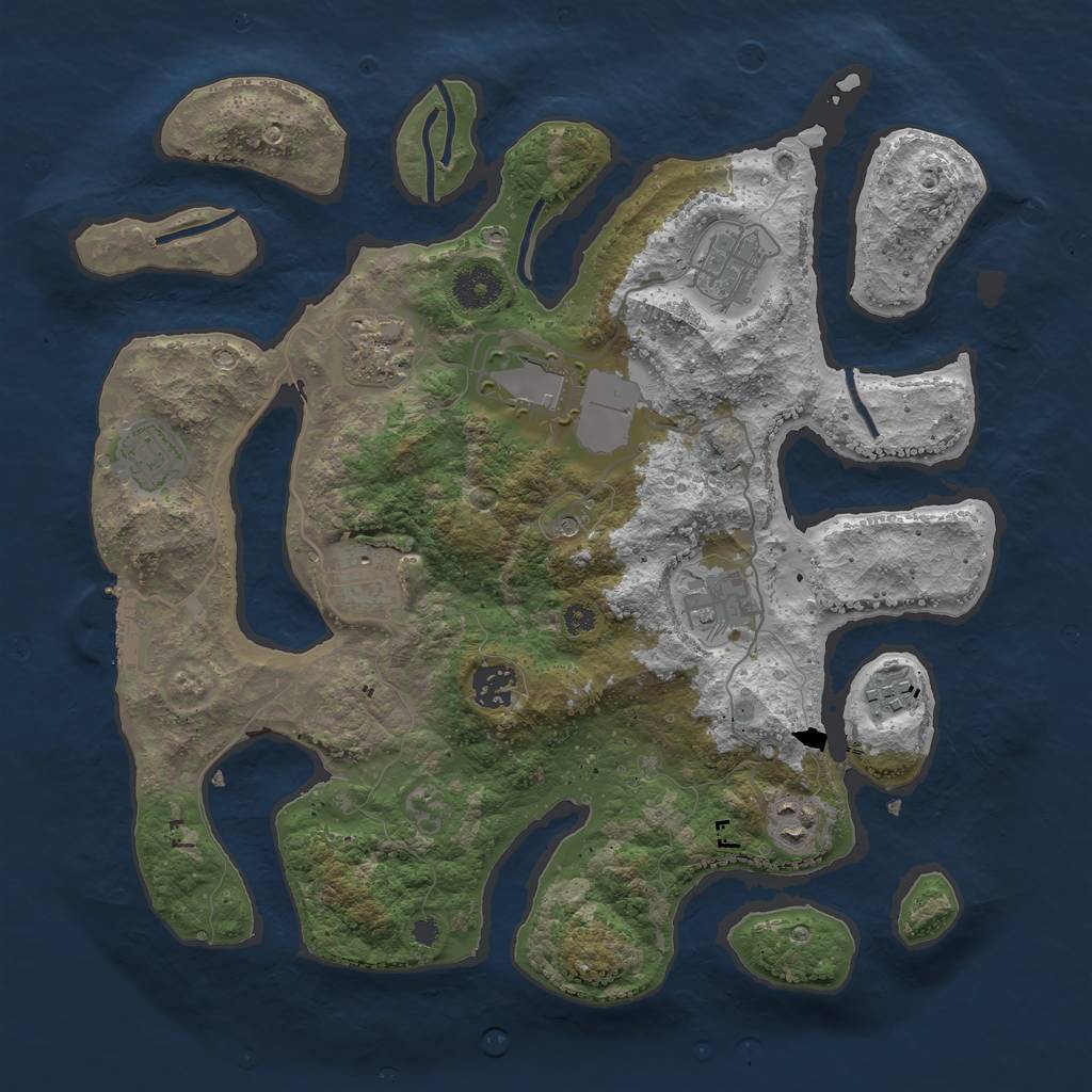 Rust Map: Procedural Map, Size: 3600, Seed: 851974, 13 Monuments