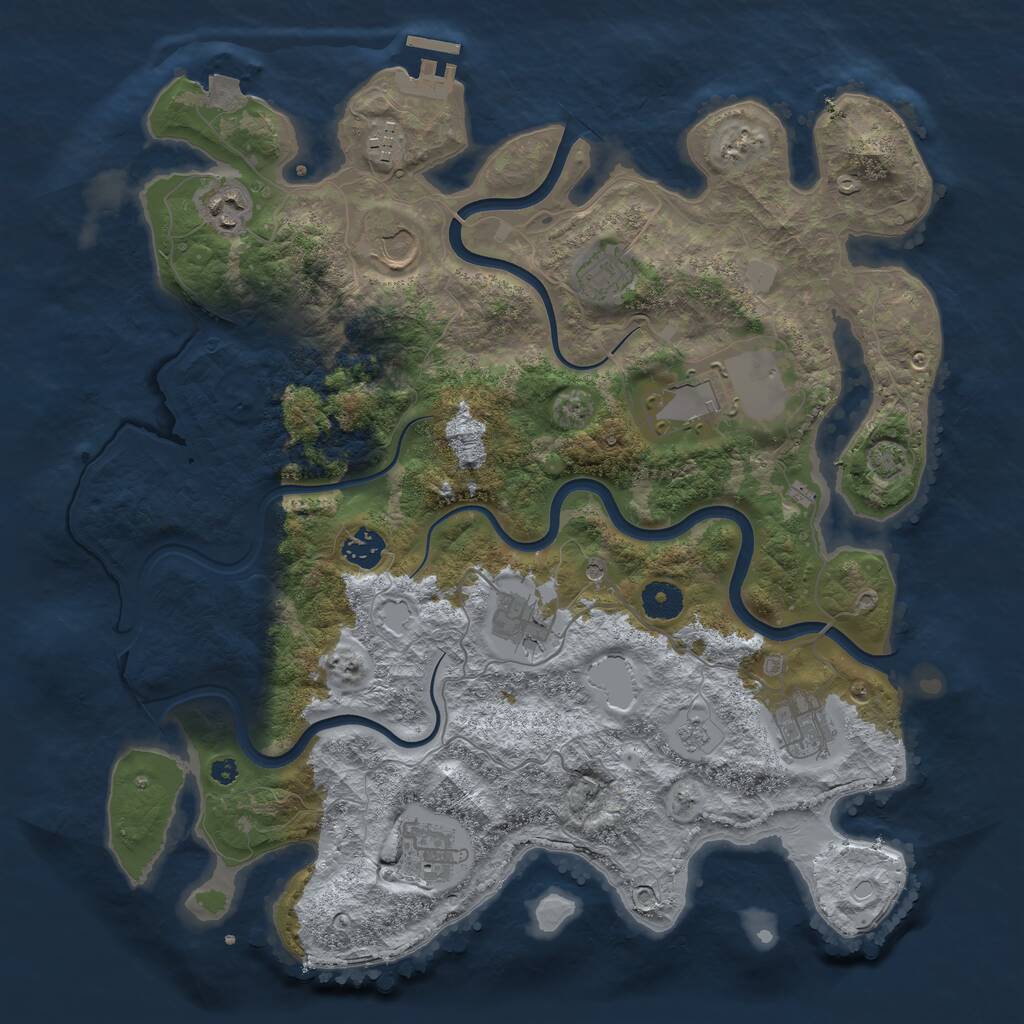 Rust Map: Procedural Map, Size: 3850, Seed: 582057417, 14 Monuments