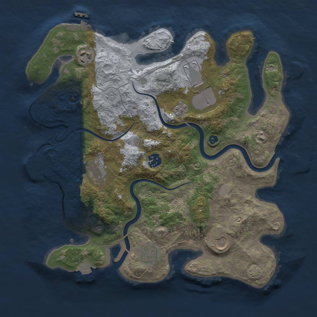 Rust Map: Procedural Map, Size: 3500, Seed: 325767, 13 Monuments