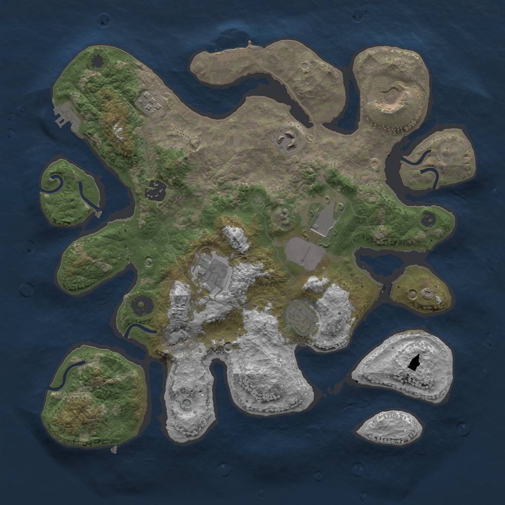 Rust Map: Procedural Map, Size: 3500, Seed: 6587546, 12 Monuments