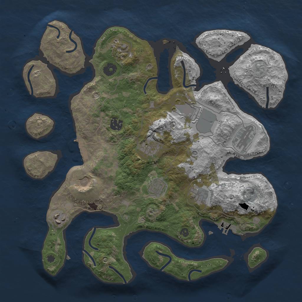 Rust Map: Procedural Map, Size: 3500, Seed: 517057228, 14 Monuments