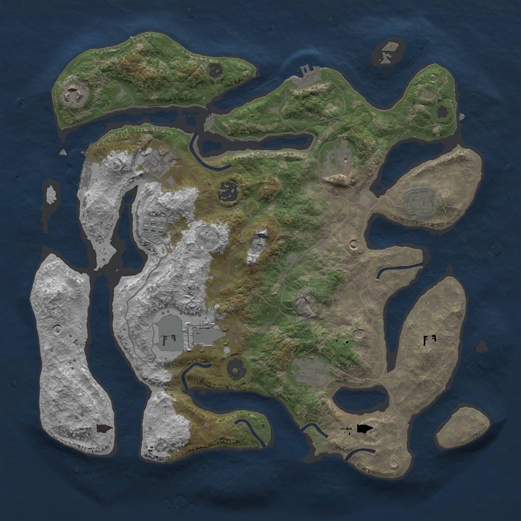 Rust Map: Procedural Map, Size: 3800, Seed: 2072114, 13 Monuments