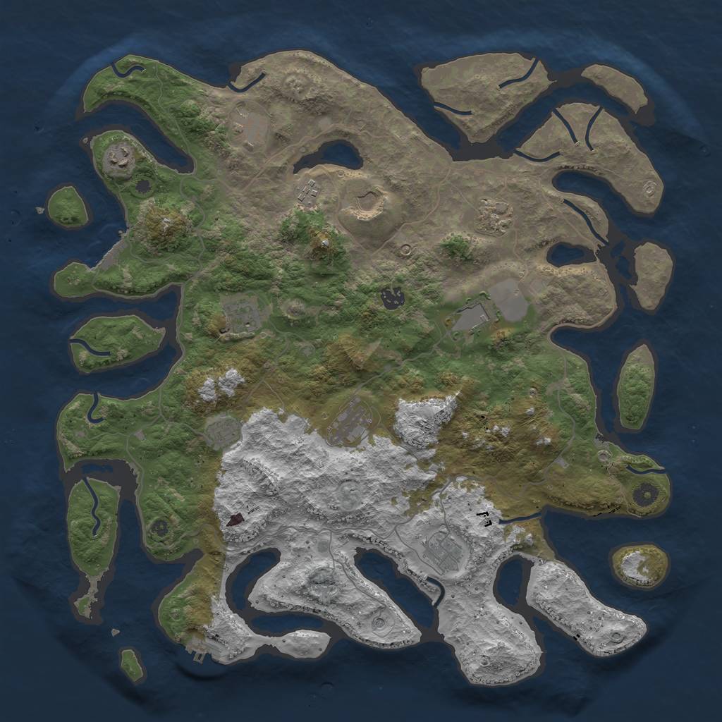 Rust Map: Procedural Map, Size: 4500, Seed: 1388282536, 16 Monuments